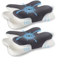 Esun Kopfkissen Nackenkissen, Memory Foam Kissen Nackenstützkissen Kopfkissen, Füllung: Kissenbezug besteht aus 18% Elasthan und 82% Nylon, Rückenschlafer, Bauchschlafer, Seitenschlafer, Set, Kissen vom OEKO-TEX® und CertiPUR Getestet, Kissen mit Rei