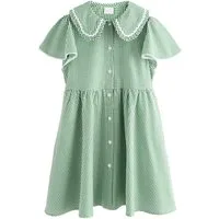 Next Hemdblusenkleid Kleid mit Vichykaros und Engelsärmeln (1-tlg)
