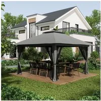 Outsunny Faltpavillon mit 4 Netzwänden, UV-Schutz, mit 4 Seitenteilen, (Faltpavillon, Pavillon), für Garten, Balkon, Dunkelgrau