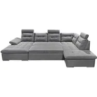 ED EXCITING DESIGN Wohnlandschaft Jakarta U-Form mit Bettfunktion, Bettkasten, Armteilverstellung, Kopfstützen & 3 Nierenkissen