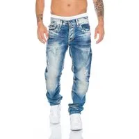 Cipo & Baxx Regular-fit-Jeans Herren Jeans Hose mit dicken Nähten und außergewöhnlichem Design Jeans mit weißen dicken Nähten und viele Details