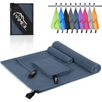 Pameil Reisehandtuch Pameil Reisehandtuch 3er-Set aus Mikrofaser mit praktischer Netztasche, (Set, 3-St), Schnelltrocknend, saugstark und leicht für Sport, Reise und Sauna