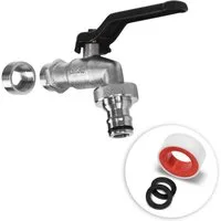 YourCasa Absperrventil Wasserhahn Garten 1/2 Zoll & 3/4 Zoll aus Messing, Messing, Schnellkupplung, Adapter auf 3/4 Zoll