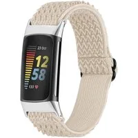 imoshion Smartwatch-Armband imoshion Elastisches Nylonarmband für Fitbit Charge 5 - Beige