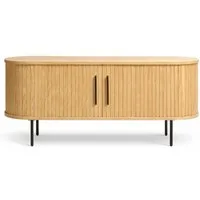 Liadomo Lowboard Uriel, TV-Möbel, TV-Board, TV-Unterschrank, 120 oder 180 cm Breite, Schiebetüren, Lamellen, schwarz, weiß, Natur, braun
