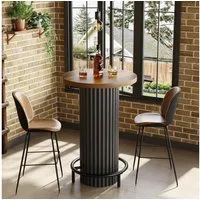 Tribesigns Bartisch 100 cm Bistrotisch aus Holz mit Metallfußstütze, Küchentisch (Stehtisch mit Fußstütze, für Essbereich, Café, Wohnzimmer, Wohnung, Balkon)