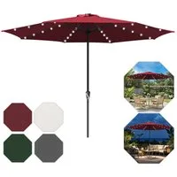Clanmacy Sonnenschirm Sonnenschirm Rund,Kurbel,Knickbar,Eisen,LED,350cm,Rot