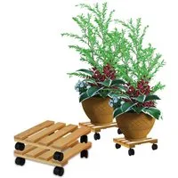 BigDean Blumentopfuntersetzer Pflanzenroller eckig Buchenholz Holz 30cm 120Kg Rolluntersetzer, Zubehör für Blumentöpfe, Möbel, Tonnen, Kübel, Set, 2-tlg., 2x - 30 x 30 cm, 120kg Tragfähig