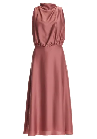 SWING - Midi Kleid aus Satin mit Drapierung blush rose - Gr. - 36
