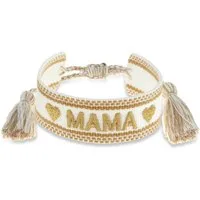 Made by Nami Armband Gewebt Damen mit Schriftzug in verschiedenen Varianten Glücksbringer, Freundschaftsarmband Geschenke für Frauen Geschenke für Mama