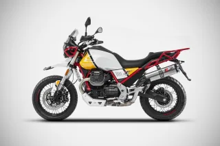 Sport Auspuff ZARD Edelstahl m. Carbonendkappe Moto Guzzi V85 TT Bj.2021-2024 EURO-5 eintragungsfrei