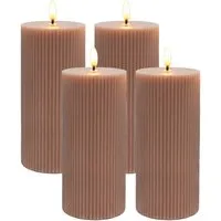 relaxdays LED-Kerze 4er Set 18 cm, Flammenlose LED-Kerzen mit flackernder Flamme, LED, Warmweiß, Altrosa