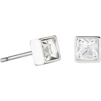 COEUR DE LION Paar Ohrstecker Schmuck Geschenk Edelstahl Brillant Square Würfelkette, mit Kristallglas