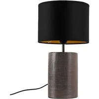 FISCHER & HONSEL Tischleuchte, Leuchtmittel nicht inklusive, Tischlampe Schlafzimmerleuchte Nachttischlampe Keramik Textil Bronze