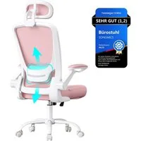 SONGMICS Bürostuhl, ergonomisch, Drehstuhl mit Mesh, Wippfunktion, klappbare Armlehnen