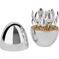 PFCTART Besteck-Set Heartland Egg Besteck Set 24-tlg. für 6 Personen - Edelstahl (24-tlg), 6 Personen, Bestecke Küchenutensilien Set mit Löffel, Gabel, Messer, Inkl. silberner Aufbewahrungsbox - Rostfrei, staubdicht & stylisch
