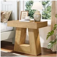 Tribesigns Nachttisch 2-stöckiger moderner Nachttisch, Nachttisch aus Holz mit Trapezbasis