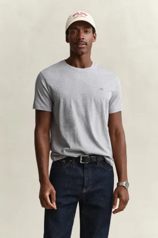 GANT - Regular Fit Shield T-Shirt grey melange - Gr. - XXL
