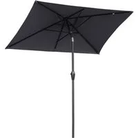 Sekey Sonnenschirm 210 x 140 cm Aluminum Sonnenschirm Rechteckig Marktschirm mit Kurbel, LxB: 210,00x140,00 cm, mit/ohne LED-Lichtern, Sonnenschutz UV50+, Gartenschirm Knickbar