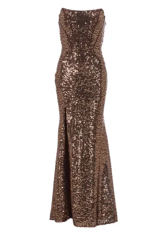 hey kyla - Paillettenkleid mit Corsagentop bronze - Gr. - 42