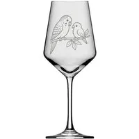 eXODA Weinglas Weinglas mit Wellensittich-Gravur 350ml - spülmaschinenfest & elegant, 1-tlg., Glas, Atemberaubende Darstellung