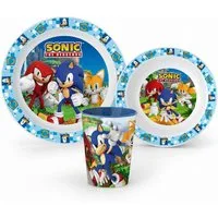 Sonic The Hedgehog Kindergeschirr-Set Sonic the Hedgehog Kinder Geschirr-Set 3 teilig Becher Teller Schüssel (3-tlg), 1 Personen