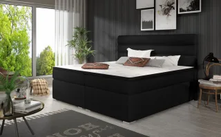 Boxspringbett Schlafzimmerbett FESTO 140x200cm Stoff Sawana Schwarz