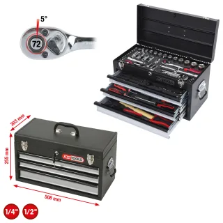 KS Tools 1/4"+1/2" CHROMEplus Universal-Werkzeug-Satz, 99-tlg - 918.0200