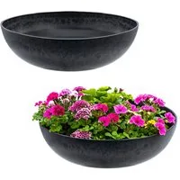 Spetebo Blumentopf Pflanzschale massiv in Stein Optik (schwarz, 1 St., Kunststoff), Premium Blumenschale marmoriert für Außen und Innen