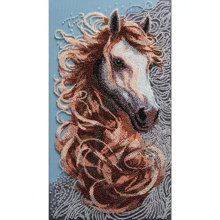 Perlen-Stickbild "Mustang Pferd", 20 x 36 cm