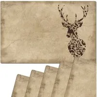 matches21 HOME & HOBBY Platzset Abwaschbare Tischsets 6er Set moderne Landhaus-Stil Hirsch Silhouette, (6-St), Platzsets als Tisch-Untersetzer und Tisch-Deko für Esstisch Teller