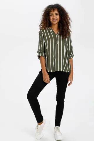 Langarm-Bluse Regular fit Grape Leaf/Chalk white green