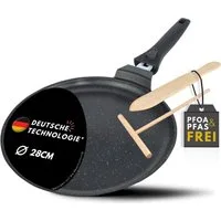 divory Crêpepfanne Pizzapfanne beschichtet, abnehmbarer Griff, alle Herdarten (28 cm), Aluminium, Induktion, abnehmbarer Griff