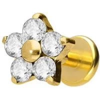 PIERCINGLINE Piercing-Set Titan Labret mit Push Fit KRISTALLBLUME (Labrets, 1-tlg)
