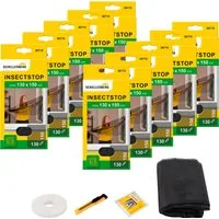 SCHELLENBERG Fliegengitter-Gewebe für Fenster ohne bohren, (Set, 10-St), Insektenschutz inkl. Befestigungsband, 130 x 150 cm, anthrazit, weiß