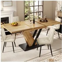 Ulife Esstisch Ausziehbarer Küchentisch, Tischplatte mit Holzmaserung (1-St), 120–160 x 75 x 75,5 cm, geeignet für Küche und Wohnzimmer