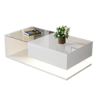 Flieks Couchtisch, Weiß, Holz, 55x32.5x105 cm, Wohnzimmer, Wohnzimmertische, Couchtische
