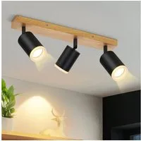 Nettlife Deckenstrahler Schwarz/Weiß GU10 Holz Vintage Deckenspots Küchenlampe, Schwenkbar, LED wechselbar, 350°Drehbar Flur Strahler Industrial für Wohnzimmer Schlafzimmer Küche