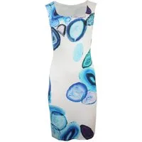 Passioni Strickkleid in Aqua-Abstrakt-Print