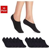 sockenkauf24 Sneakersocken 10 Paar Damen & Herren Füßlinge unsichtbare kurze Socken (Schwarz, 35-38) mit Silikonpad gegen Verrutschen - 16805 WP
