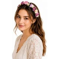 Trachtenland Haarreif Blumen Haarkranz "Sabia" mit Rosen, Haarschmuck Dirndl Hochzeit
