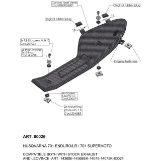 LeoVince Carbon Abdeckung/Blende/Hitzeschild/Hitzeschutz Husqvarna 701 Enduro/Supermoto Bj.2016-2024