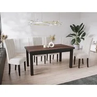 WFL GROUP Esstisch Gemini ausziehbar rechteckig modern mit schwarzen Holzbeinen (MADE IN EU, 5 Gr. – 120/140/160/170/200 cm ausziehbar auf 160/180/210/250/300 cm), platzsparender Tisch in Holzoptik für Küche, Esszimmer oder Wohnzimmer