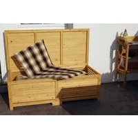 metra-direkt Gartentisch Holz Auflagenbox - Kissenbox - Gartentruhe - 140x65x46 cm, Imprägniertes Kiefernholz, Stabil, Geräumig
