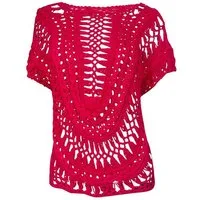 Passioni Strandtop Häkeltop Kurzarm im Boho-Stil