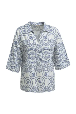 HeartKiss - Blouse Print 3/4 Sleeves blue print - Gr. - L