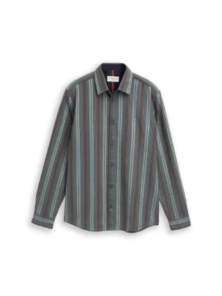 Tom Tailor - Regular Fit Hemd mit Streifenmuster olive multicolor stripe - Gr. - XXL