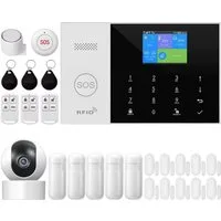 HS.SUPPLY WLAN Alarmanlage Set mit App, Bewegungsmelder & Türsensor Alarmanlage (Smart Alarmanlage mit App, 100 dB Sirene und 24h Akku-Backup)