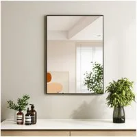 Hopibath Badspiegel Eckig Metall Alu Rahmen Wandspiegel Schwarz (Spiegel Bad, 5mm Glas), 120x70, 100x70, 100x60, 60x80, 50x70, 40x60cm