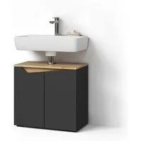 Livinity® Waschbeckenunterschrank Timavo, Anthrazit/Anthrazit, 60 x 57.5 cm mit 2 Türen (1-St)